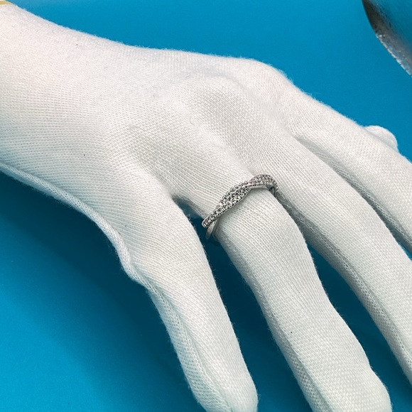 💍 Silver fFlled Dainty Minimalist StyleTwisted Pave Diamond Band - Picture 8 of 17